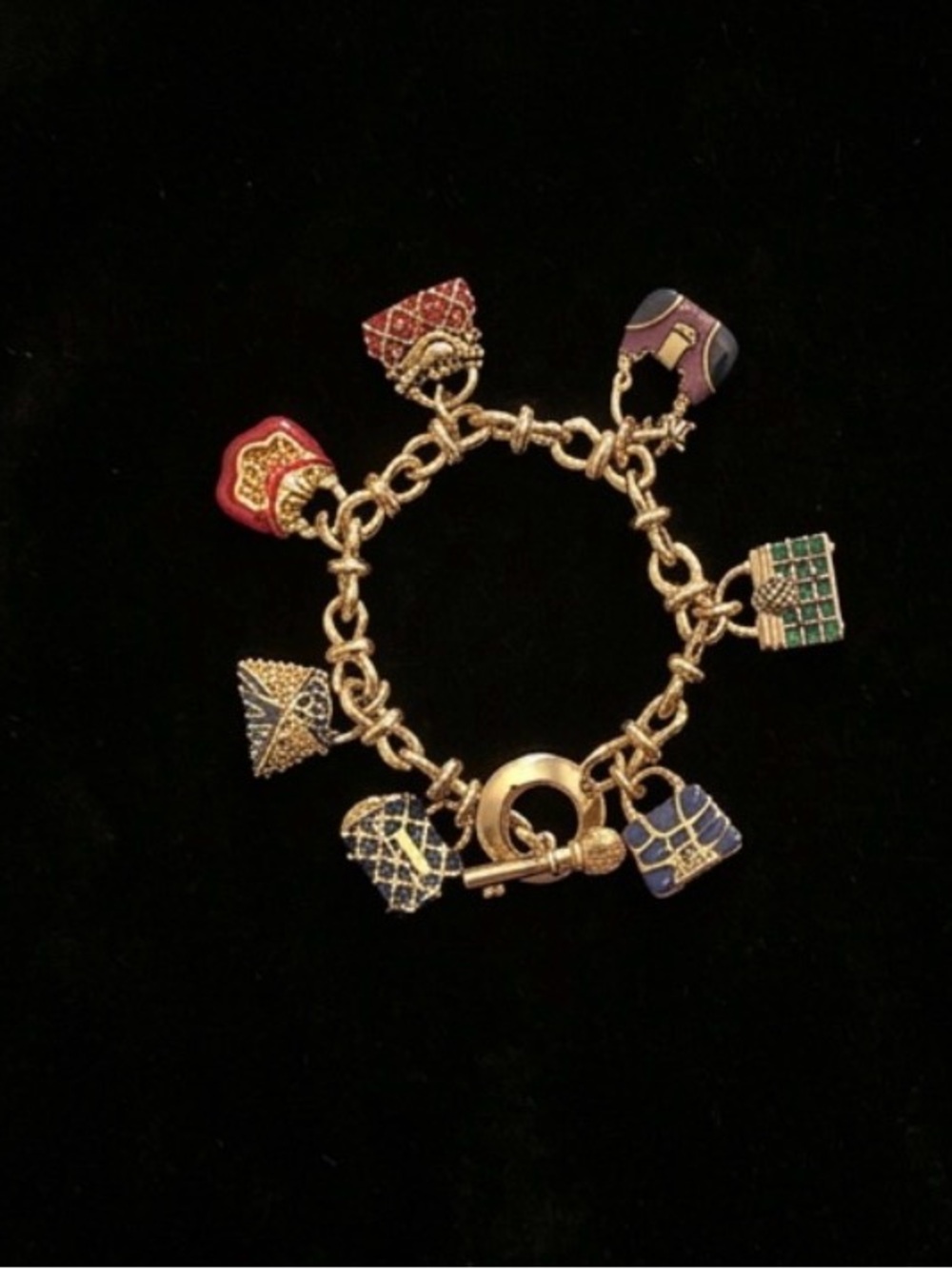 #288 St John Gold-tone Enamel Purse Charm Bracelet - Picture 3 of 3